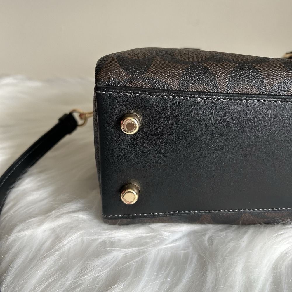 Coach Mini Darcie Carryall Brown Black Signature Canvas Leather Excellent - Picture 5 of 15